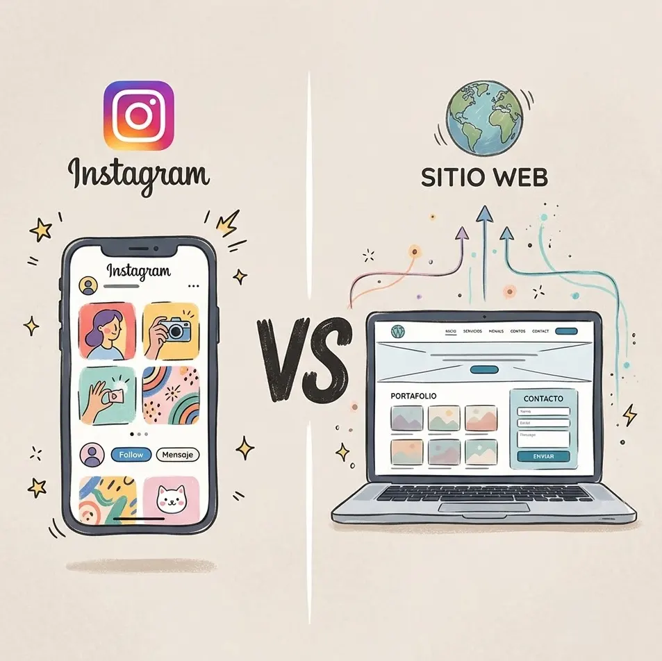 Infografía o gráfica sobre Instagram o sitio web para negocios.